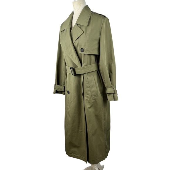 ZARA Oversized Belted Double Breasted Long Trench Coat Khaki Taupe Green  XSmall - Picture 16 of 16